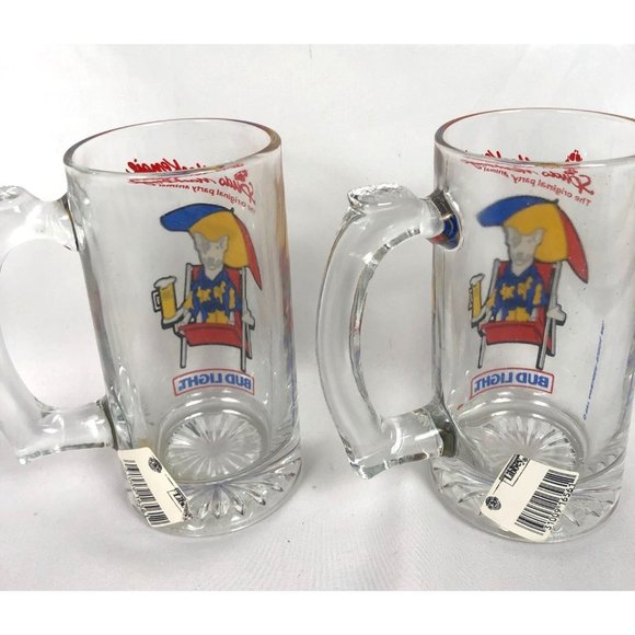 VTG 1987 Spuds Mackenzie on the Beach Bud Light Glass Beer Mug - Set of 2 - Picture 3 of 6